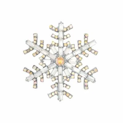 Spectacular Snowflake AB Crystal Silver Tone Brooch — 第 1/2 张图片