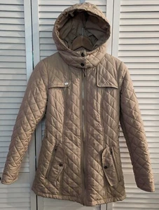 Tommy Hilfiger cappotto donna beige doppiopetto trapuntato pea con cappuccio XXS full zip - Foto 1 di 6