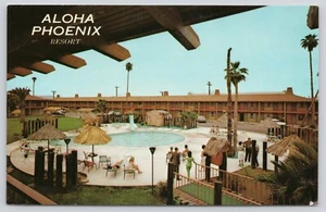 Postal Aloha Phoenix Resort Hotel Vista Exterior Piscina Palmeras Gente Arizona - Imagen 1 de 2