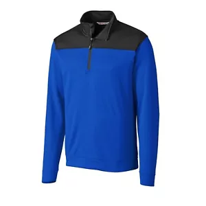 CUTTER & BUCK CBUK Skyridge BLUE & BLACK Half Zip TOP SZ: 3XL MBK01274TBLBL NWT - Picture 1 of 2