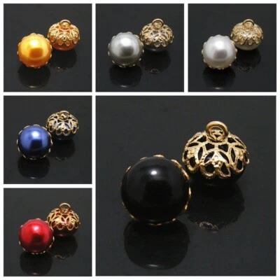 10x Full Round Faux Pearl Ball Buttons for Sewing Dress Shirt DIY Craft Art Chic - Image 1 of 4