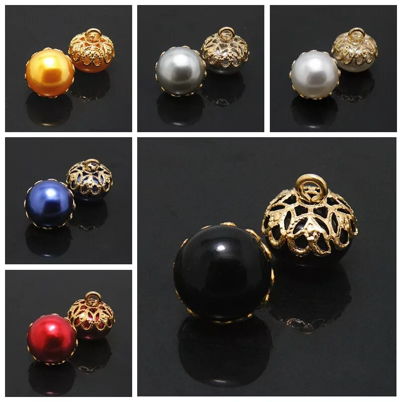 10x Full Round Faux Pearl Ball Buttons for Sewing Dress Shirt DIY Craft Art Chic - Image 1 of 4