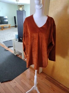 EXTRA TOUCH  INTERNATIONAL Velvet Shirt Womens  Long Sleeve Xxlg Rust Color Nice - Picture 1 of 12
