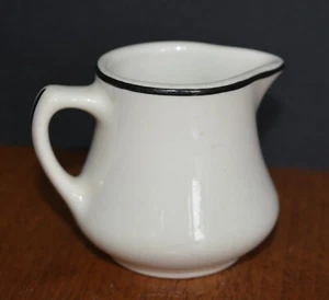 VTG HOMER LAUGHLIN BEST CHINA Ironstone Creamer Syrup Pitcher Black Stripe "HE" - Picture 1 of 6