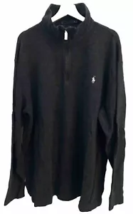 Polo Ralph Lauren Pony Logo 1/4 Zip Pullover Sweater Mens Large Tall LT Charcoal - Picture 1 of 8