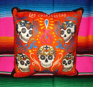 Tag der Toten Sugar Skull Catina Tänzer Band Versprechen Braut Compradres Kissen - Bild 1 von 8