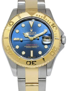 Rolex Yacht-Master 18k Gelbgold/Stahl blaues Zifferblatt Damen 35mm Uhr K 168623 - Bild 1 von 8