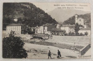 cartolina bologna porretta terme bagni dalla stazione viaggiata 1914 formato p - Picture 1 of 6