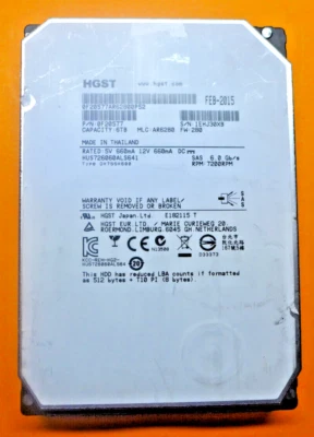 HGST HUS726060ALS641 6TB SAS 6Gb/s 7.2K RPM 3.5" HDD F20577 Foto 1 de 3