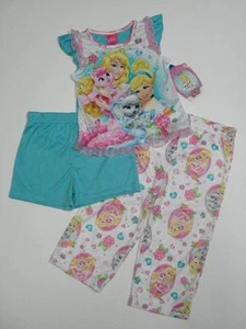 NWT~DISNEY PRINCESS PALACES PETS~GIRLS 3PC PAJAMAS SET PINK & BLUE MULTI SIZE 2T - Picture 1 of 5
