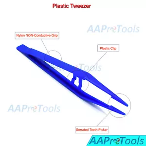 "Nuevas pinzas de plástico fórceps de pesca con serrado para joyería azul 5" - Imagen 1 de 3