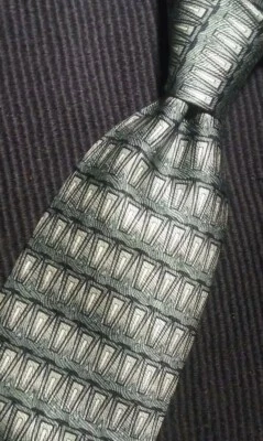 IRVINE PARK Geometric Silk Tie Classic NEW Green Silver - Image 1 of 4