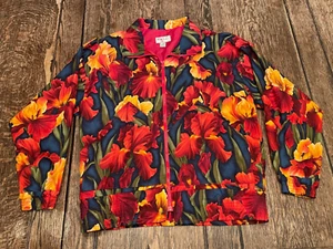 vintage AUDI Made In USA womens size S small Floral full zip Talon Zipper Jacket - Picture 1 of 6