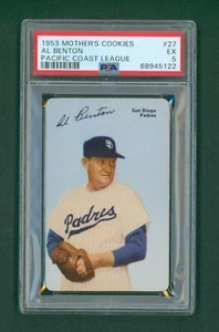 1953 Mother's Cookies PCL Baseball Card - #27 Al Benton, PSA 5 EX - Picture 1 of 2