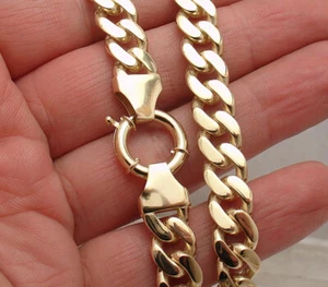 18" Bold Monaco Miami Cuban Curb Link Chain Necklace Real 14K Yellow Gold - Picture 1 of 5
