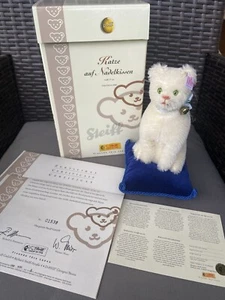 Steiff weiße Katze Nadelkissen 1906 Replik 2006 LE ID Mohair 7 Zoll NEU BOX COA NR - Bild 1 von 8