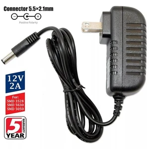 50pcs DC 12V 2A Power Supply Adapter Transformer Converter For LED Strip Lights - Picture 1 of 8