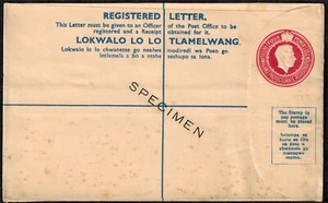 Basutoland 1938 KG VI Registered Letter Stationery w/SPECIMEN OVPT VERY RARE - Picture 1 of 2