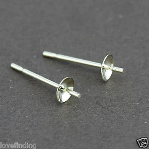 Pendientes genuinos de tapa de perlas de oro amarillo liso de 9 quilates - 3 mm - Imagen 1 de 4