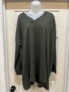 Style & Co Womens V Neck Long Sleeve Sweater Tunic Green L - Picture 1 of 5
