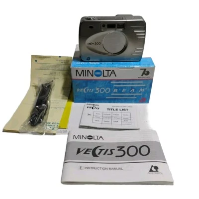 Rare Minolta Vectis 300, Stainless Steel APS Film Camera & Case TESTED - Image 1 of 4