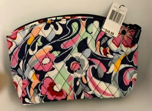 Neu mit Etikett Vera Bradley GRAND TRAVEL Kosmetiktasche GROß gesteppt Baumwolle MOD PAISLEY 49 $ - Bild 1 von 3