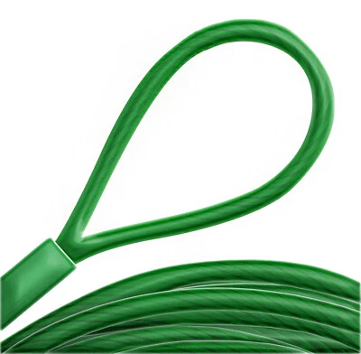 DQ-PP Stahlseil PVC ummantelt mit Ösen 0,2m-10m, Stahlkabel farbe Grün mit Schlaufen