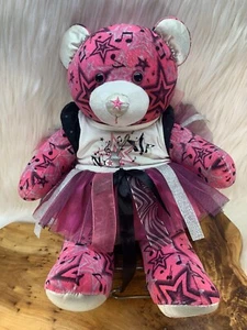 Build A Bear BAB Rock'n'Roll Bear rosa schwarz silber eingebaute Lautsprecher Musik 🙂 - Bild 1 von 10