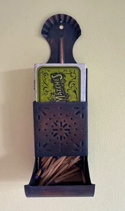 VTG Village Pfaltzgraff Solid Copper Wall Hanging Matches Holder-Made in USA - Picture 1 of 15