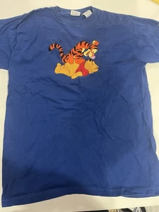 Camicia uomo vintage Pooh orso e tigre ricamata blu XL - Foto 1 di 8
