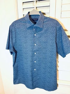 Peter Millar Crown Crafted Polo Shirt Men Size M Short Sleeve Blue AOP EUC - Picture 1 of 13
