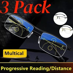 3er Pack Smart Zoom Anti-Blaulicht Lesebrille Gleitsicht MultiFokus Lesegerät - Bild 1 von 19