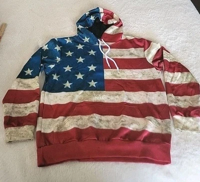 Sudadera con Capucha Bandera Americana de EE. UU. Roja, Blanca y Azul Unisex L/XL Foto 1 de 4