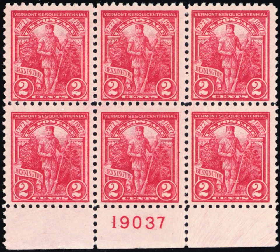 643, Mint 2¢ (One stamp Lt hinge) Plate Block of Six SCV $32.50 - Stuart Katz - Image 1 of 1