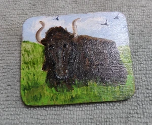 Large Vintage Artisan Hand Made Button WATER BUFFALO - Picture 1 of 4