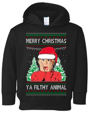 Feliz Navidad Ya Animal Sucio Navidad Niño Pequeño Pullover Polar Sudadera con Capucha Foto 1 de 2