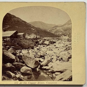 En las minas de cobre, Conistone - Una vista histórica de la minería de cobre Stereoview - Imagen 1 de 4
