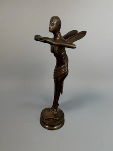 Vintage David Kay Bronze Statue Fee Pixie Nymphe Jugendstil skurril 12" Art - Bild 1 von 10