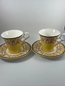 (2) HAENG NAM Bone China Tea Cups and Saucers KOREA Yellow Floral - Picture 1 of 8