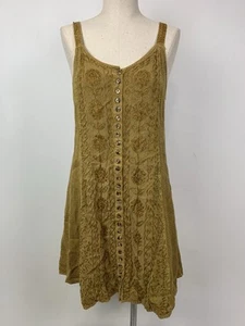 Sun Dress Hippy Viscose Embroidered Mini Free Size Festival Renaissance Renfaire - Picture 1 of 6
