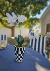 Mackenzie Childs Courtly Check Orchidee Tropfen im Topf Bauernhaus Deko - Bild 1 von 10