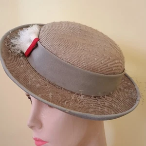 Vintage Gray Straw Hudsons Fedora Hat - Picture 1 of 8