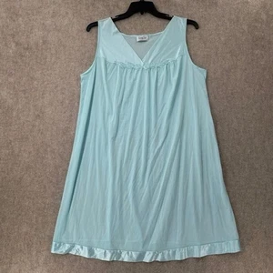 Vanity Fair Nightgown XXL Floral Nylon Pastel Blue Satin 2XL granny Lingerie - Picture 1 of 8