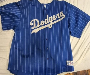 VTG 90s Majestic Dodgers Jersey Baseball MLB USA pin Stripe Los Angeles X XL - Picture 1 of 9