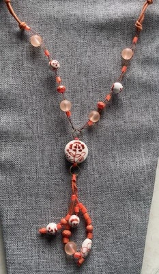 Collar con cordón de piedra cerámica naranja Cold Water Creek Foto 1 de 4