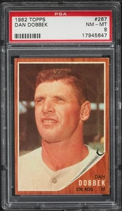 1962 Topps BB Card #267 Dan Dobbek Cincinnati Reds PSA 8 NM-MT - Picture 1 of 2