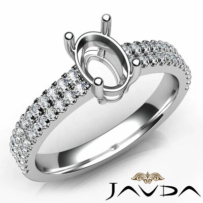 2 Row U Cut Prong Oval Semi Mount Wedding Diamond Engagement Ring 0.50Ctw. - Image 1 of 4