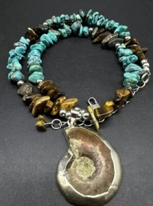 Turquoise Necklace natural shell pendant 20” 43Gs - Picture 1 of 11