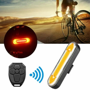 Bicycle Turn Signal Light USB Indicator LED Bike Rear Tail Laser Remote BU - Picture 1 of 12