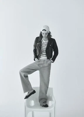 Mango mng Genuine Leather Biker jacket black C&M premium Designer Shirt S Au 8 - Image 1 of 4